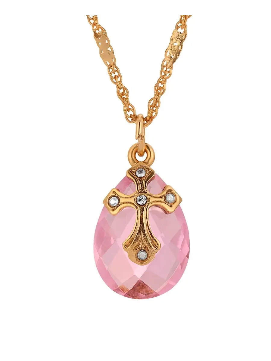 Кулон-крест с кристаллами Briolette, 14k золото Symbols of Faith — изображение 2 из 3, оттенок розовый