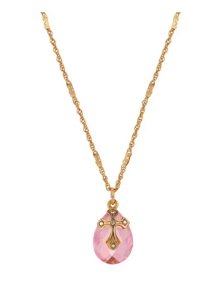 Кулон-крест с кристаллами Briolette, 14k золото Symbols of Faith — изображение 3 из 3, оттенок розовый