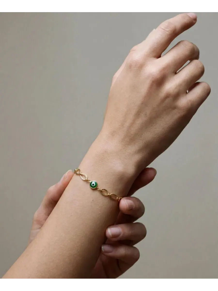 Браслет с глазом Фатимы Green Evil Eye Heirloom The M Jewelers — изображение 2 из 3, оттенок золотистый/зеленый