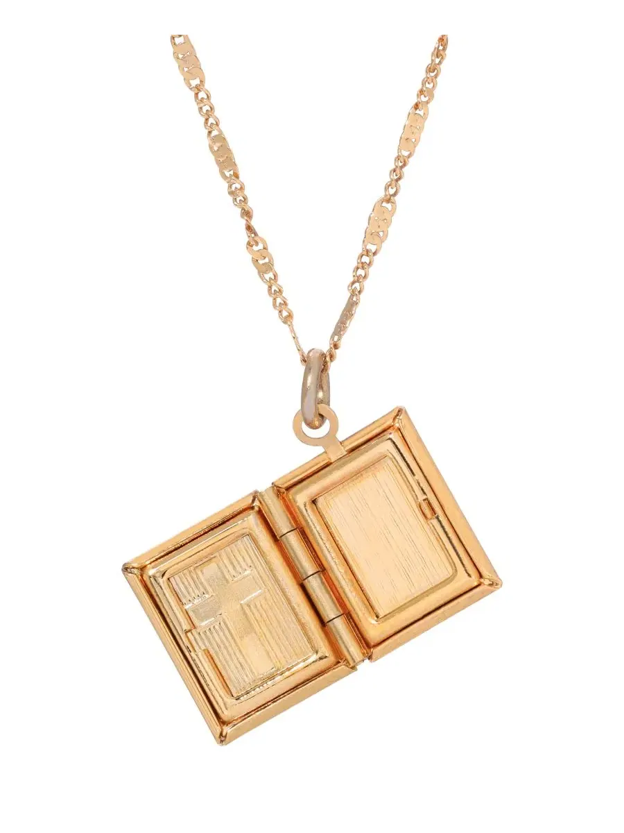 Кулон-медальон с распятием и фото 14K Gold Dipped Baby Cross Locket Necklace Symbols of Faith — изображение 2 из 3