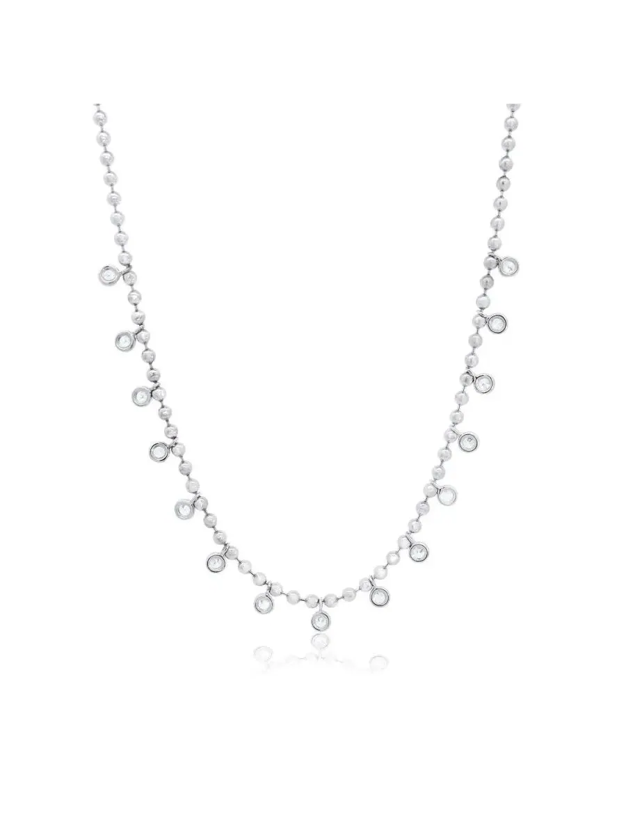 Колье-подвеска с кристаллами CZ, модель Beaded CZ Dangle The Lovery — изображение 1 из 3, оттенок серебристый
