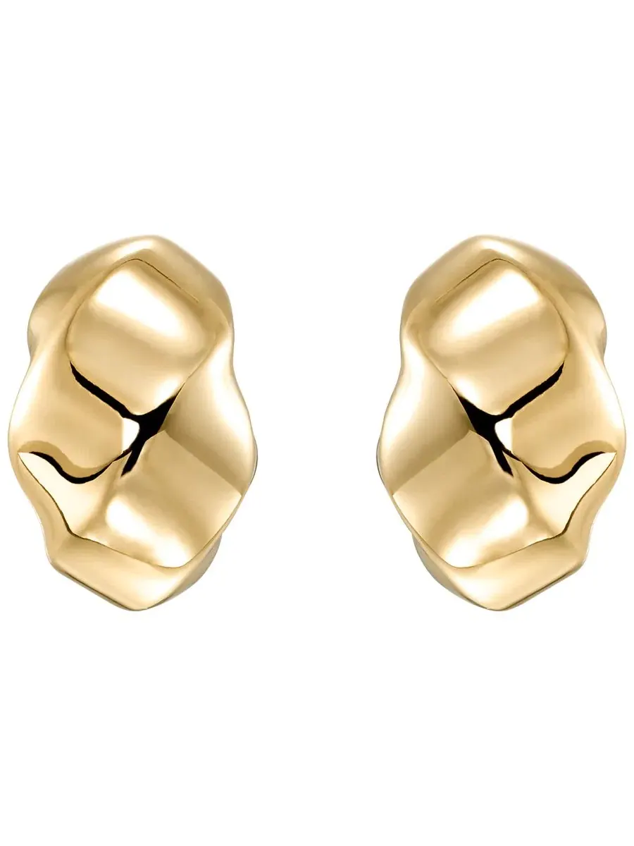 Серьги-кольца Texture J из желтого золота 10 карат Italian Gold — изображение 2 из 3, оттенок желтый