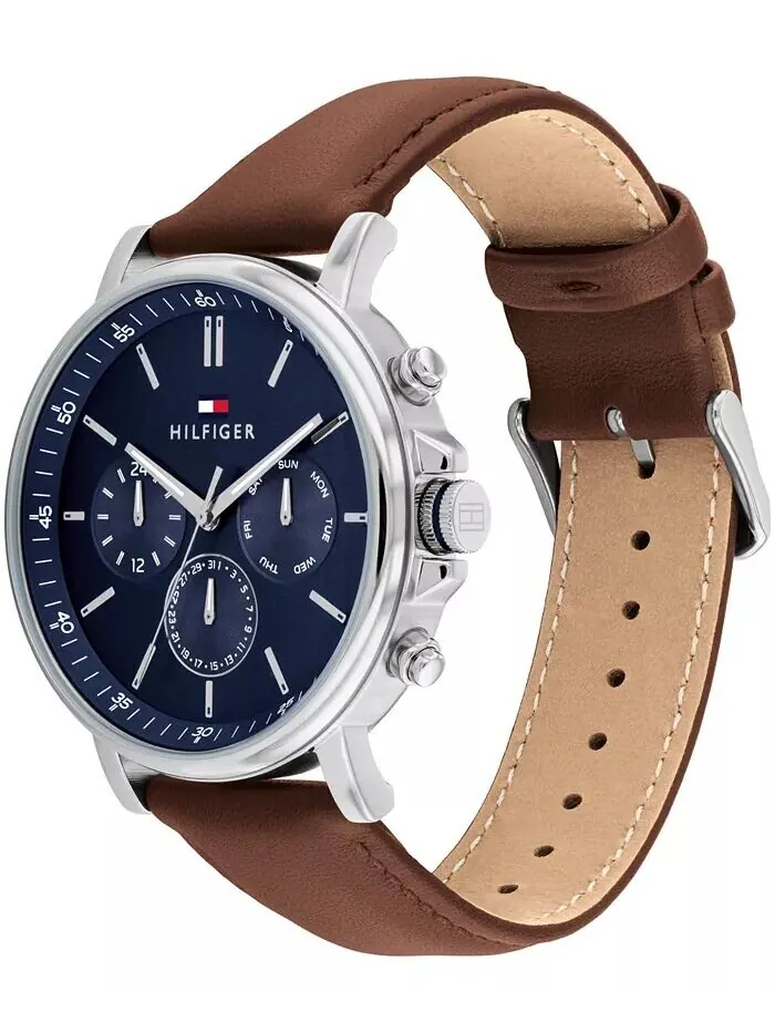 Мужские многофункциональные коричневые кожаные часы 43 мм Tommy Hilfiger — изображение 2 из 3