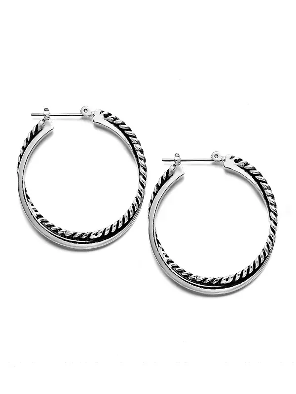 Серьги-Кольца витые Lauren Ralph Lauren — изображение 1 из 2, оттенок серебряный