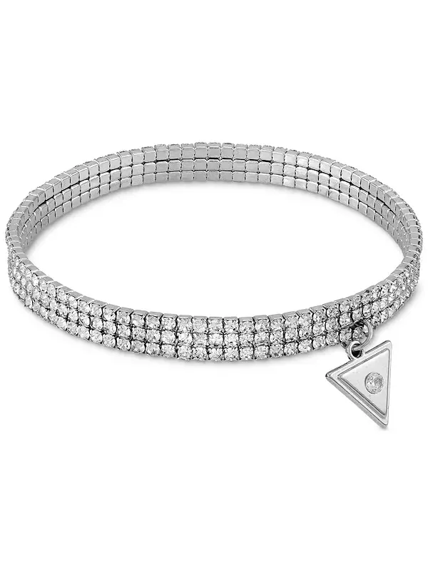 Золотистый браслет с подвеской в виде логотипа V и стразами Guess — изображение 1 из 1, оттенок серебряный