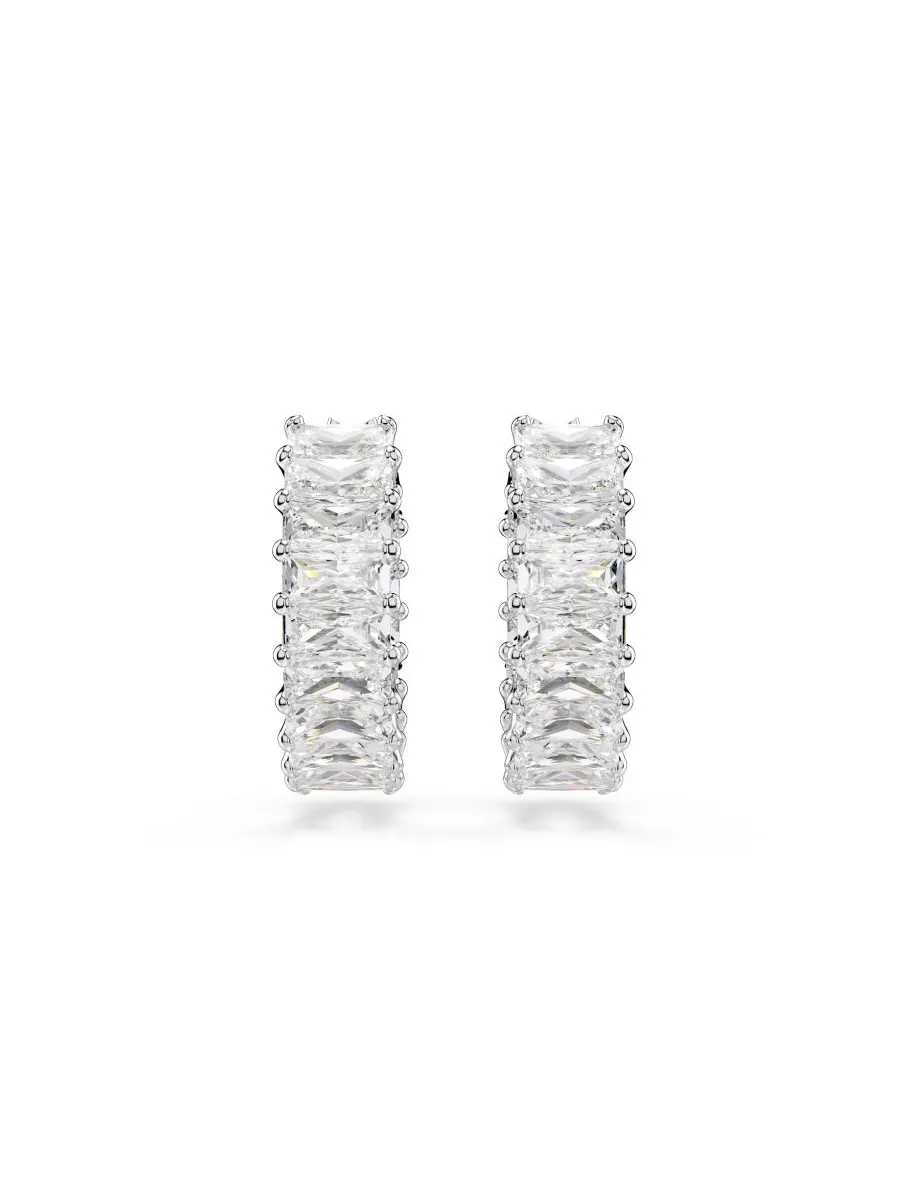 Серьги-кольца Matrix с родиевым покрытием Swarovski — изображение 2 из 4, оттенок серебристый прозрачный