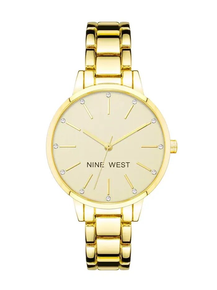 Женские часы Quartz с браслетом из золотистого сплава, 36 мм Nine West