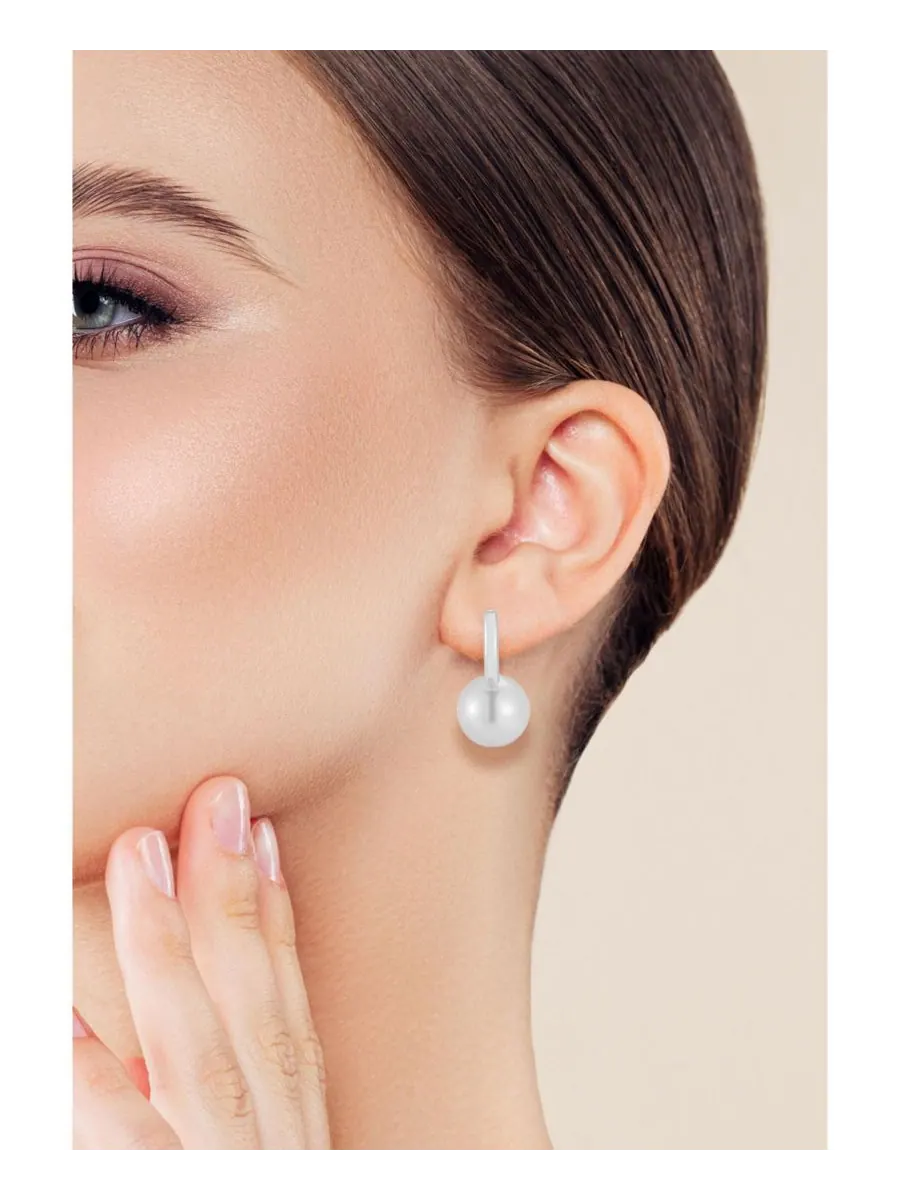 Позолоченные серьги-кольца с жемчугом Rachel Zoe — изображение 2 из 5, оттенок серебряный
