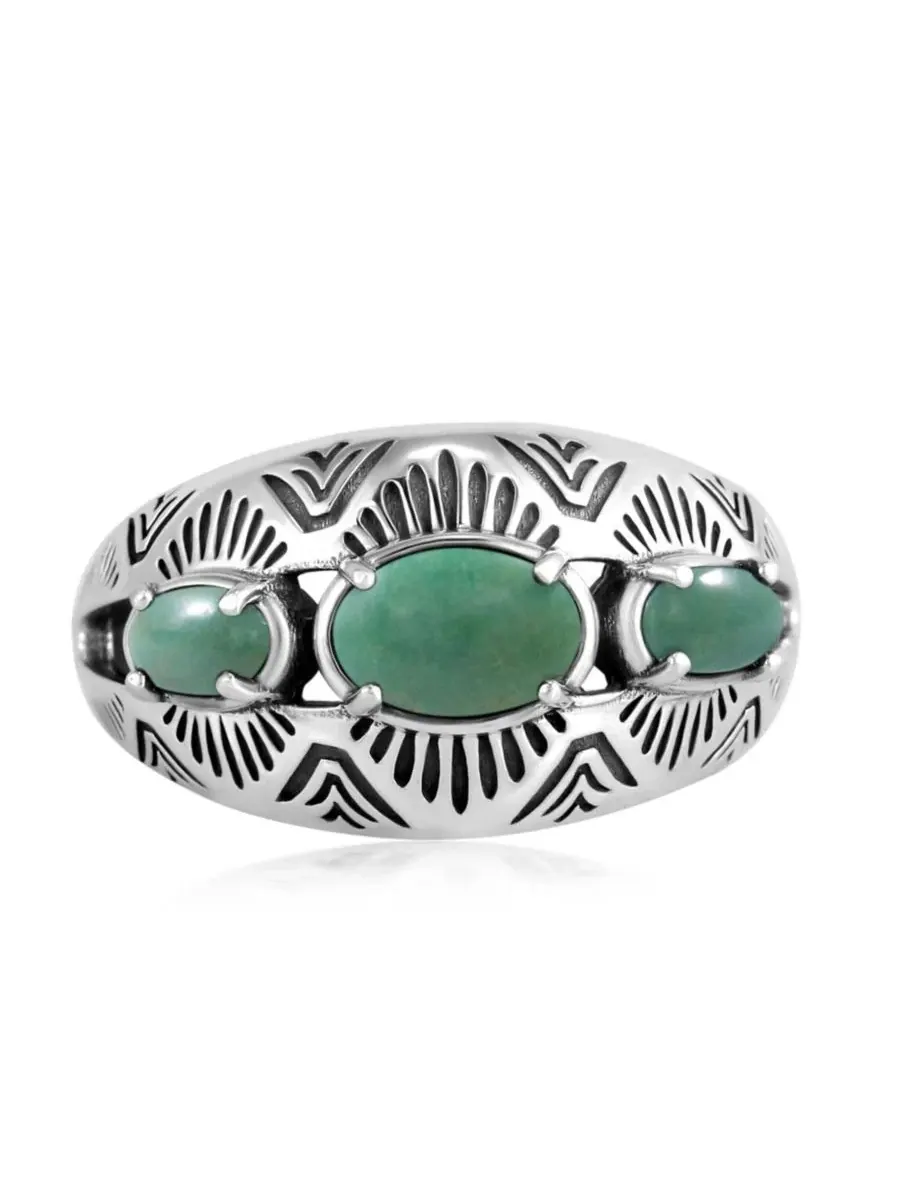 Серебряное кольцо с тремя овальными камнями, размер 10 American West Jewelry