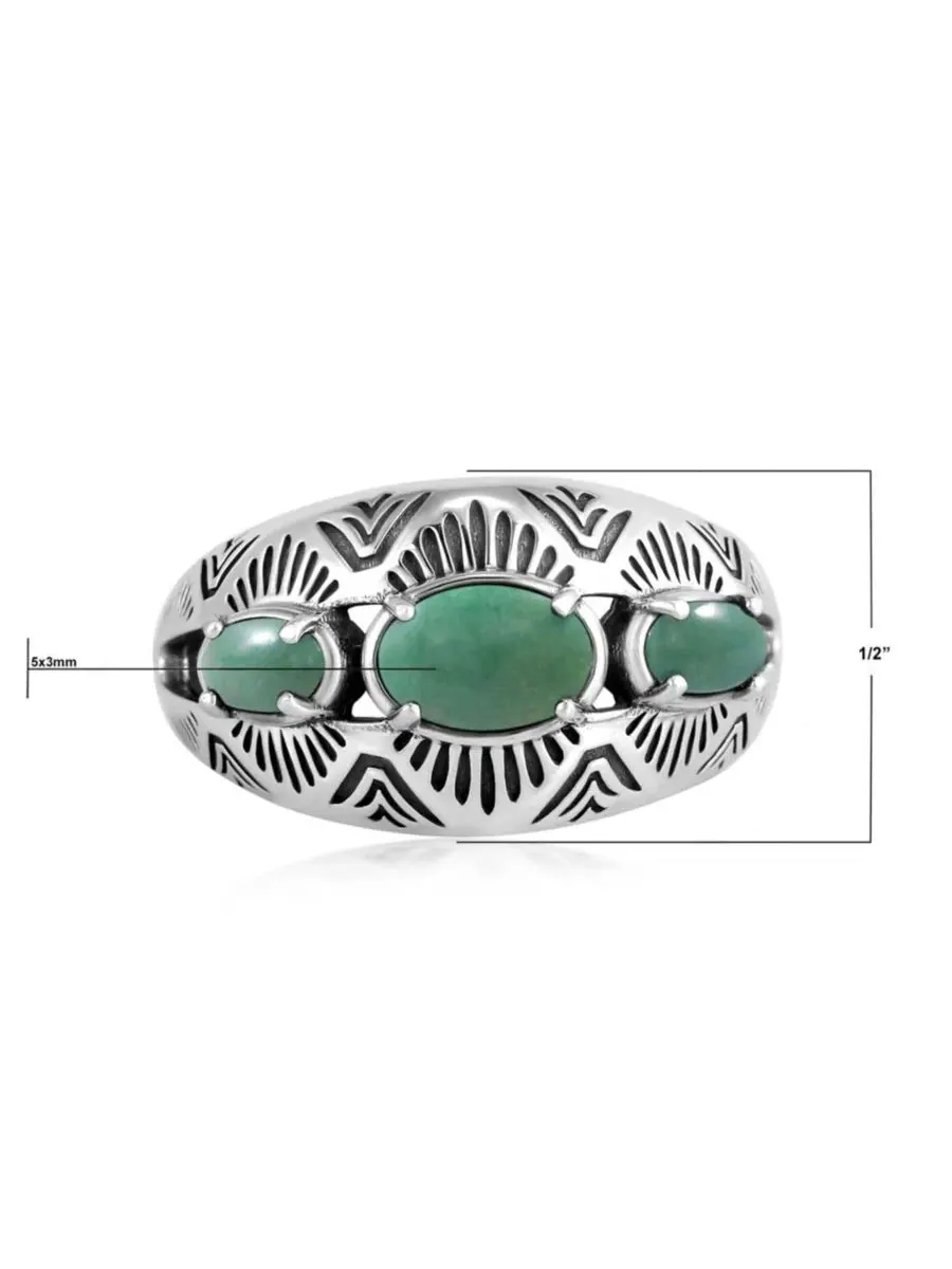 Серебряное кольцо с тремя овальными камнями, размер 10 American West Jewelry — изображение 2 из 4, оттенок нет
