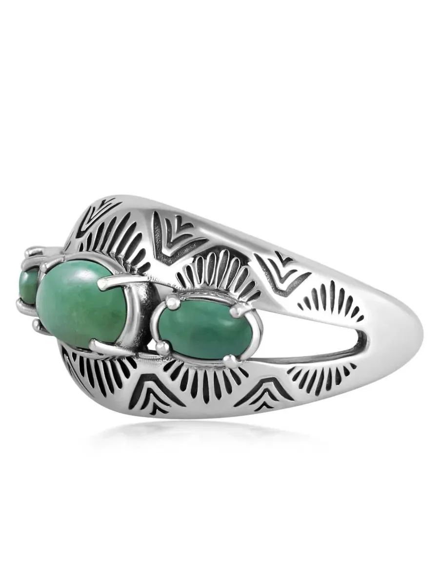 Серебряное кольцо с тремя овальными камнями, размер 10 American West Jewelry — изображение 3 из 4, оттенок нет