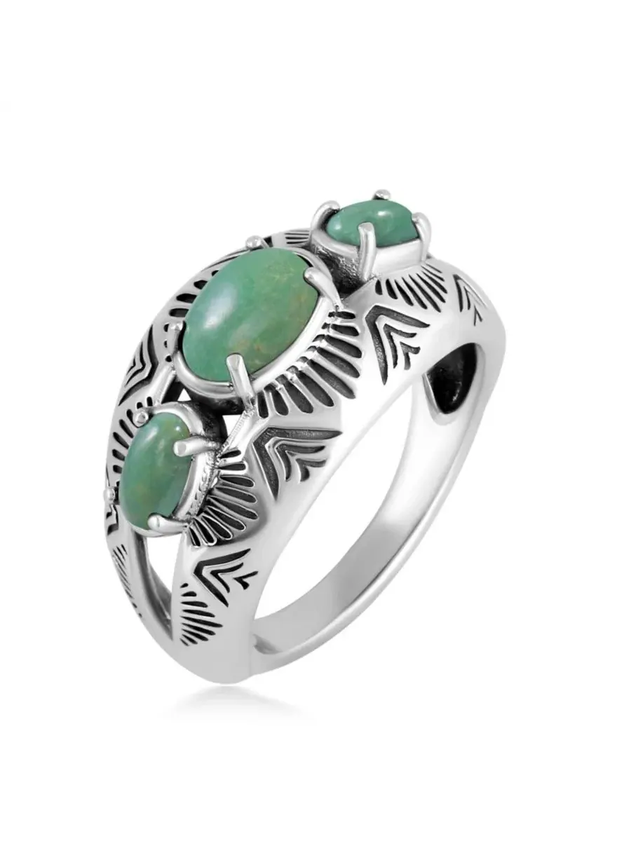 Серебряное кольцо с тремя овальными камнями, размер 10 American West Jewelry — изображение 4 из 4, оттенок нет