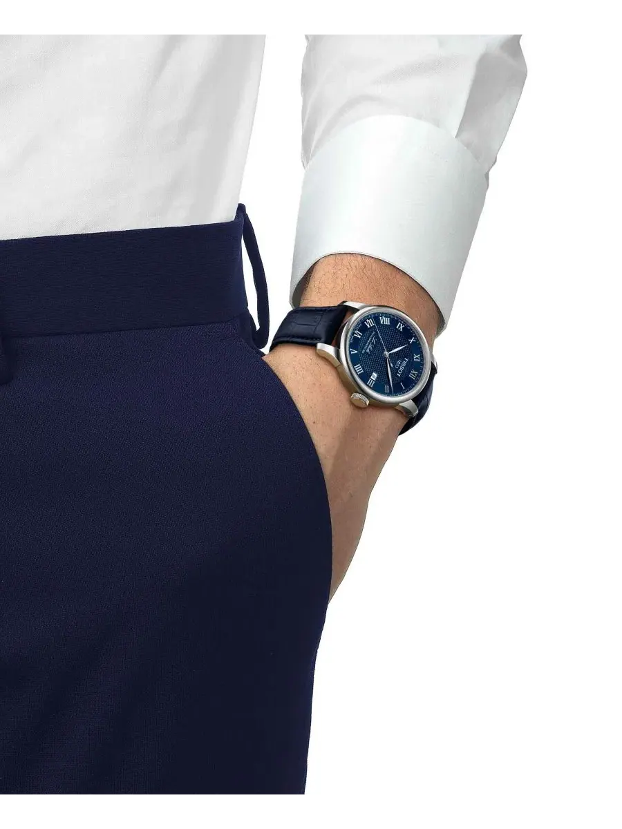 Мужские часы с синим кожаным браслетом, 39,30 мм Tissot — изображение 4 из 4, оттенок синий