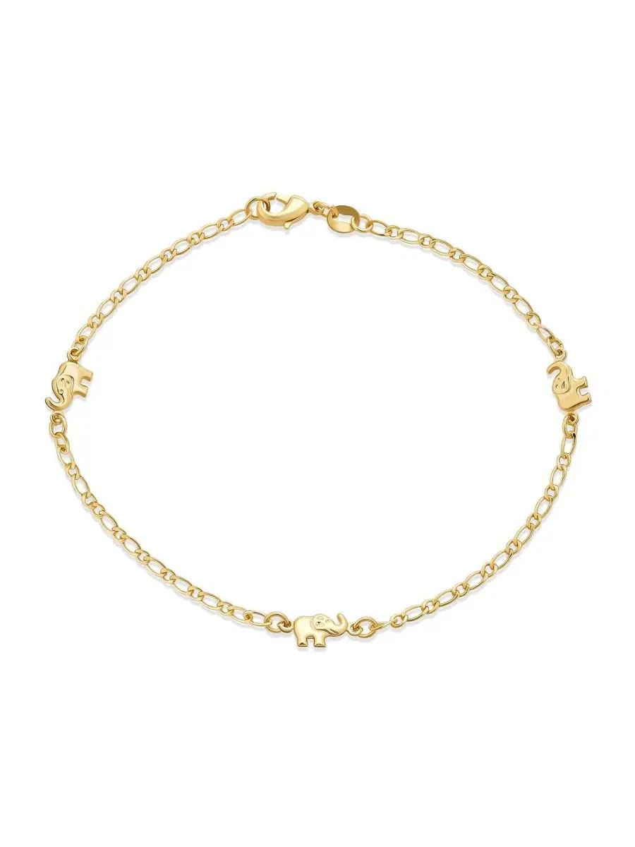 Браслет-шарм с тремя слонами, модель Lucky Elephant Charm Bling Jewelry — изображение 1 из 3, оттенок золотистый