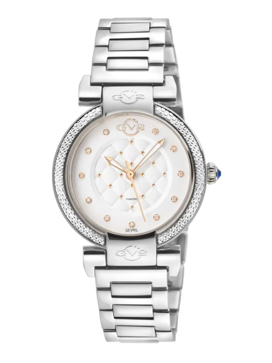 Женские часы Berletta Swiss Quartz Diamond Silver Stainless Steel GV2 by Gevril