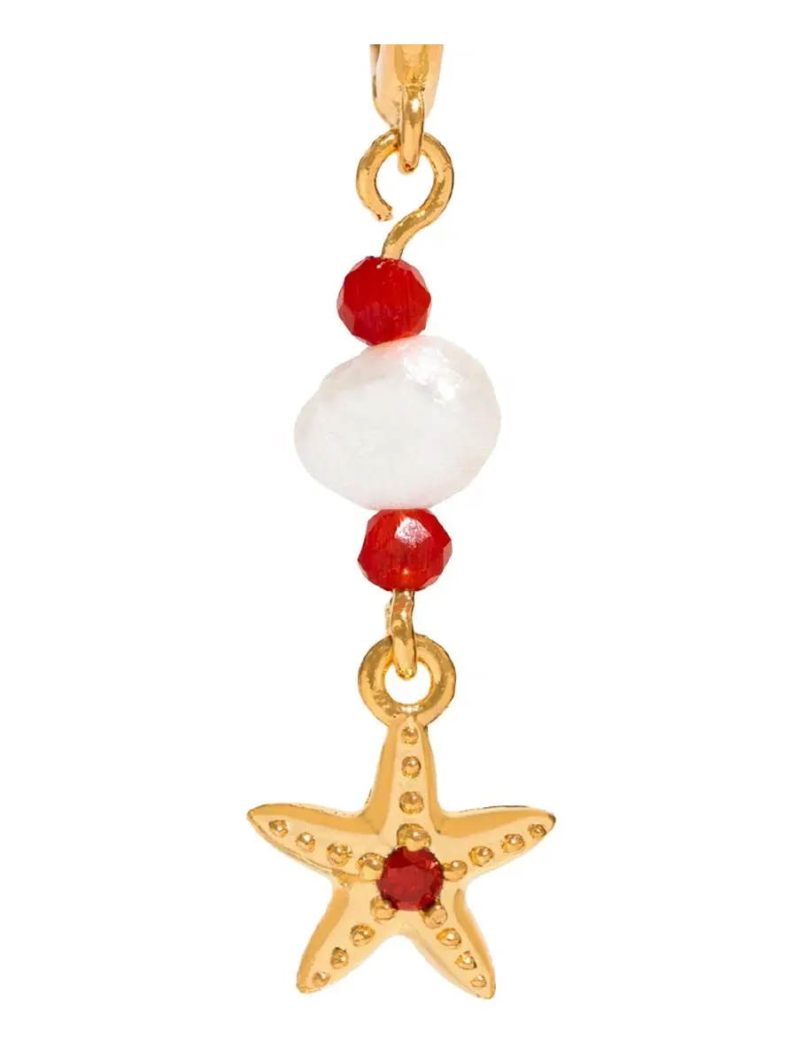 Серьги-кольца с подвеской в виде морской звезды Crystal Starfish Beaded Dangle Hoop Girls Crew — изображение 2 из 3