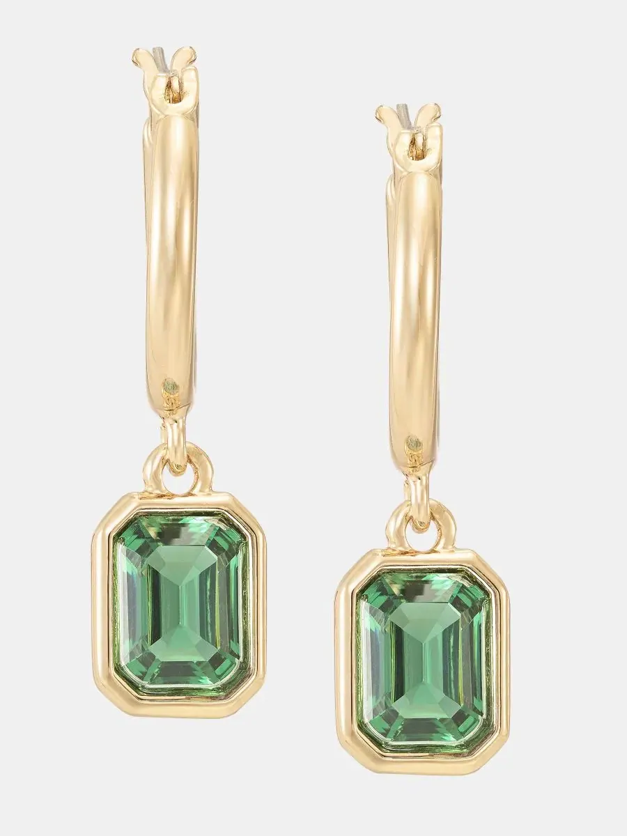 Серьги-пусеты с подвеской из камня, модель Stone Charm Hoop Lauren Ralph Lauren — изображение 1 из 4, оттенок зеленый