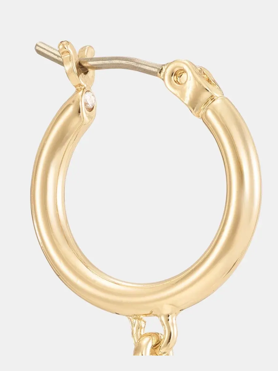 Серьги-пусеты с подвеской из камня, модель Stone Charm Hoop Lauren Ralph Lauren — изображение 2 из 4, оттенок зеленый