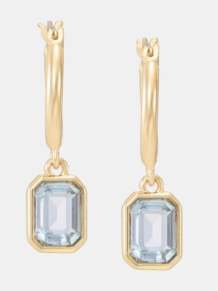 Серьги-подвески с камнем Stone Charm Hoop Lauren Ralph Lauren — изображение 1 из 4, оттенок синий