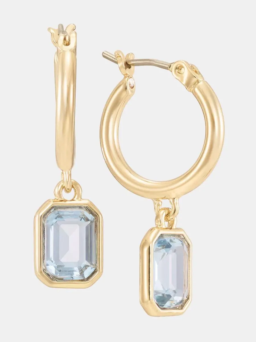 Серьги-подвески с камнем Stone Charm Hoop Lauren Ralph Lauren — изображение 3 из 4, оттенок синий