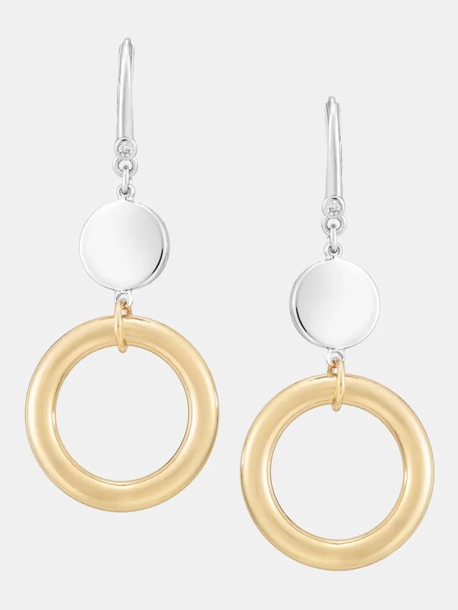 Серьги-подвески двойные с дисками и кольцами, модель Disc & Ring Double Drop DKNY