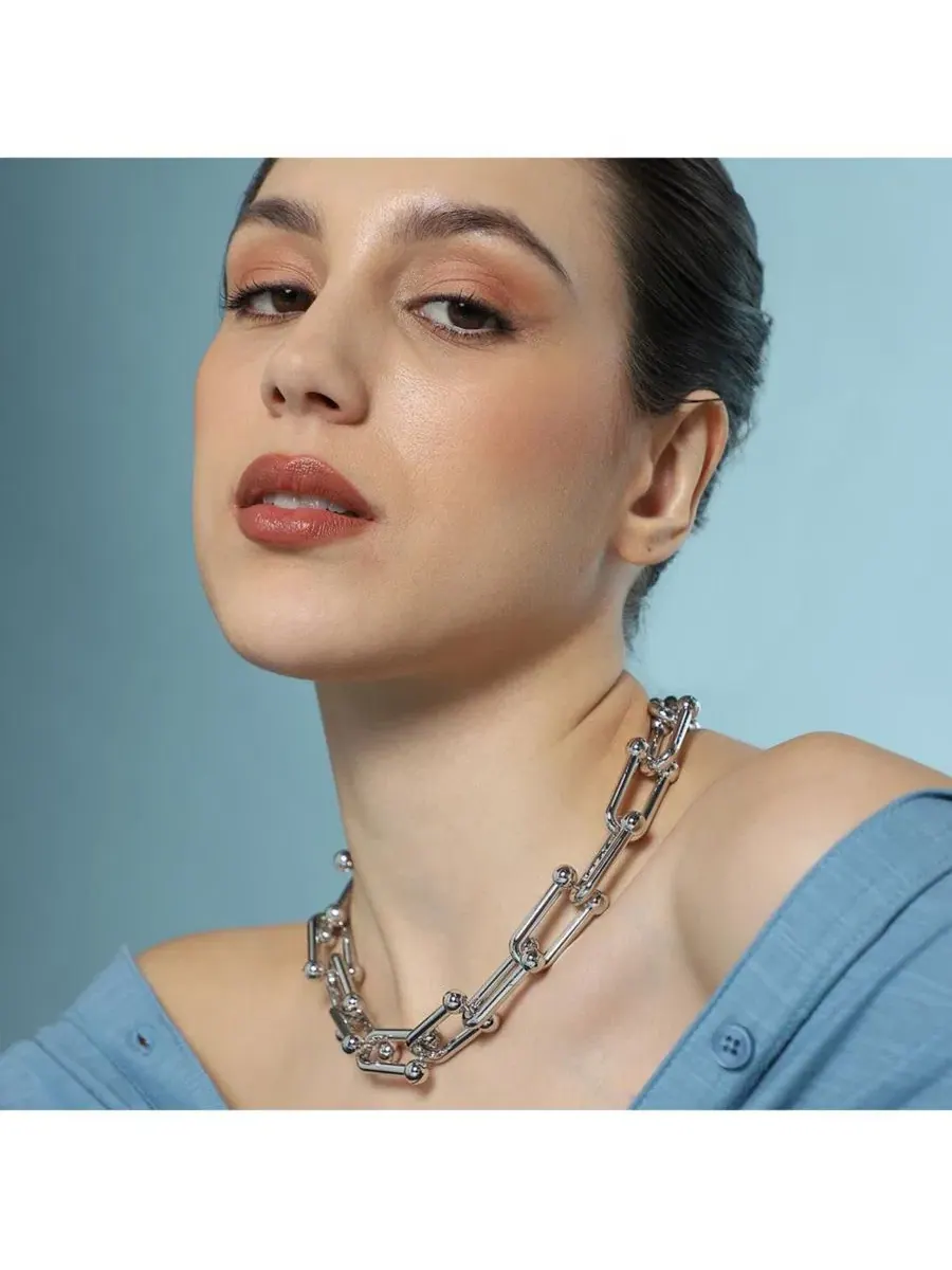 Ожерелье с цепью-звеньями The Chunky Clip-Link SOHI — изображение 4 из 5, оттенок серебряный