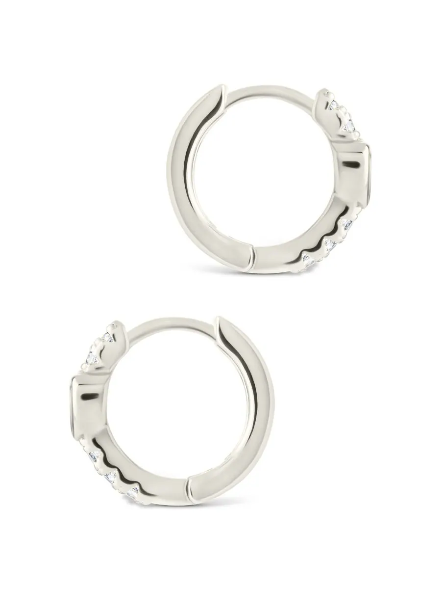 Серьги-кольца из стерлингового серебра в оправе в форме сердца Sterling Forever — изображение 5 из 5, оттенок серебряный
