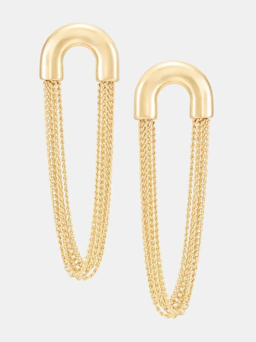 Серьги-подвески в виде цепочки из металла золотистого цвета Anne Klein — изображение 1 из 4, оттенок золото