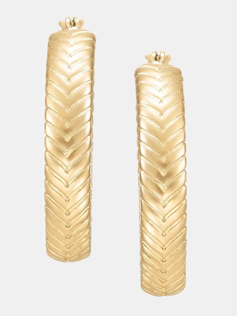 Рельефные овальные серьги-кольца Lauren Ralph Lauren — изображение 1 из 4, оттенок золото
