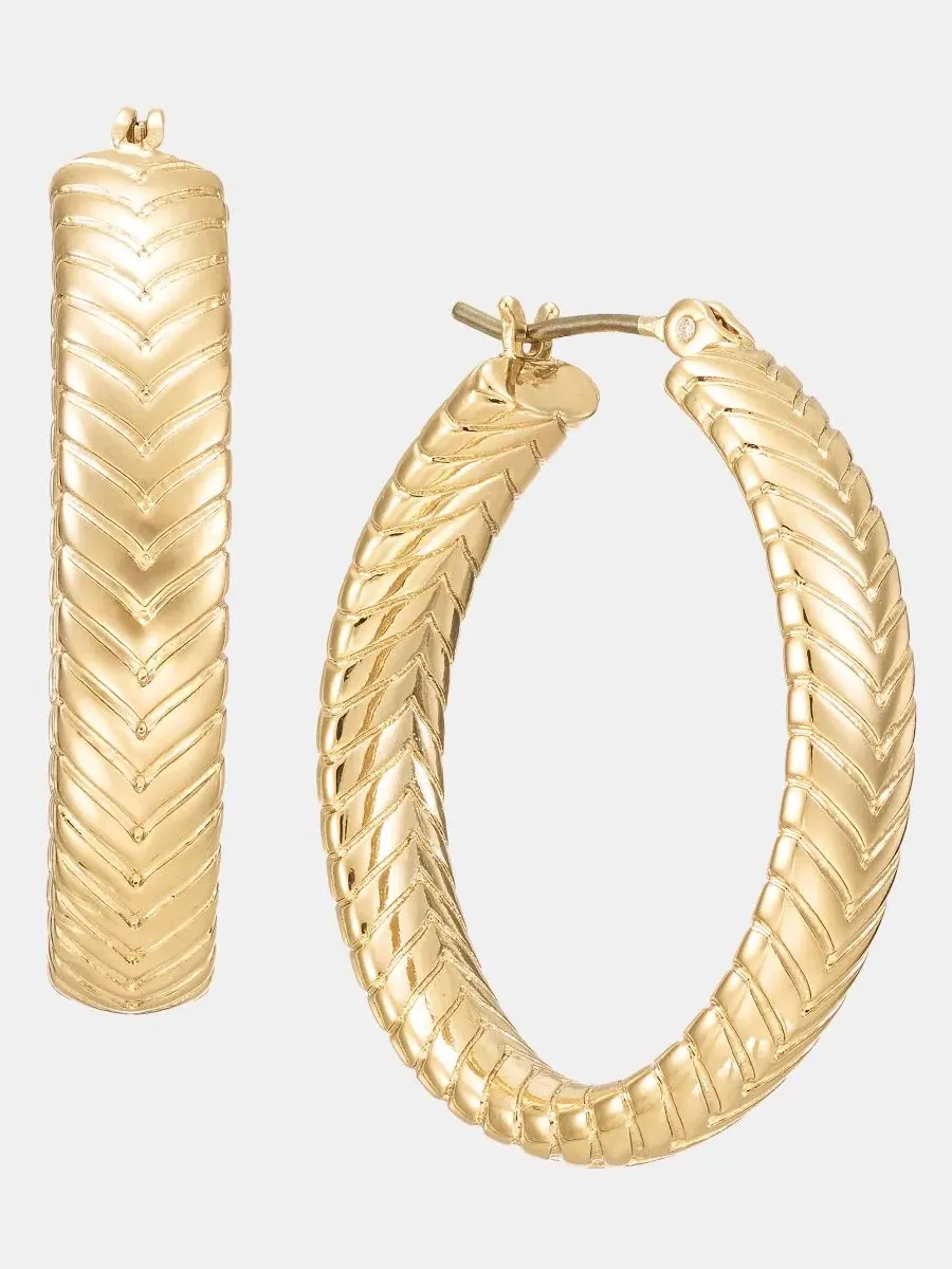 Рельефные овальные серьги-кольца Lauren Ralph Lauren — изображение 2 из 4, оттенок золото