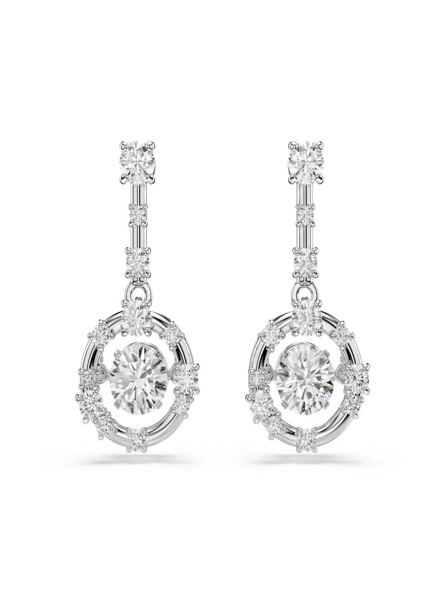 Серьги с родиевым покрытием и танцующими камнями Swarovski — изображение 1 из 6, оттенок серебряный