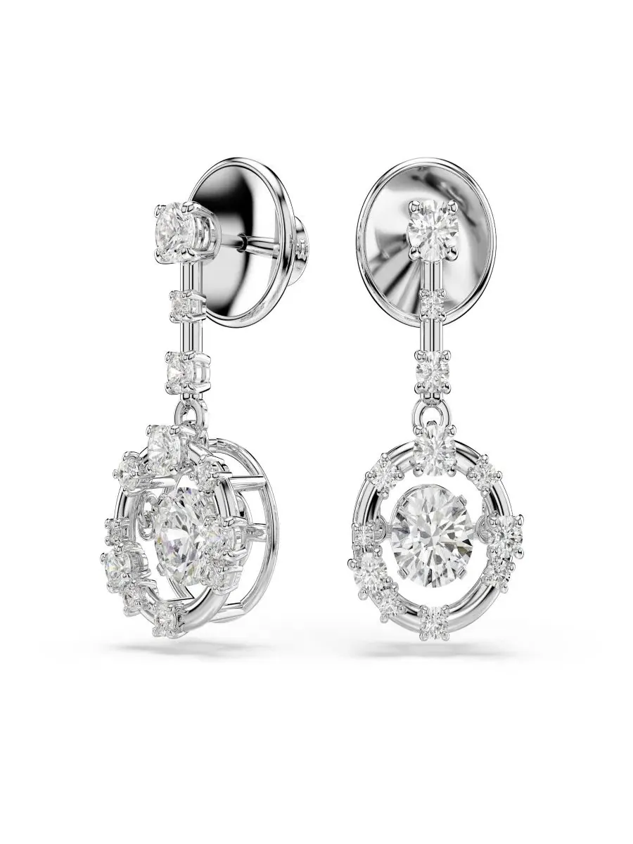 Серьги с родиевым покрытием и танцующими камнями Swarovski — изображение 2 из 6, оттенок серебряный