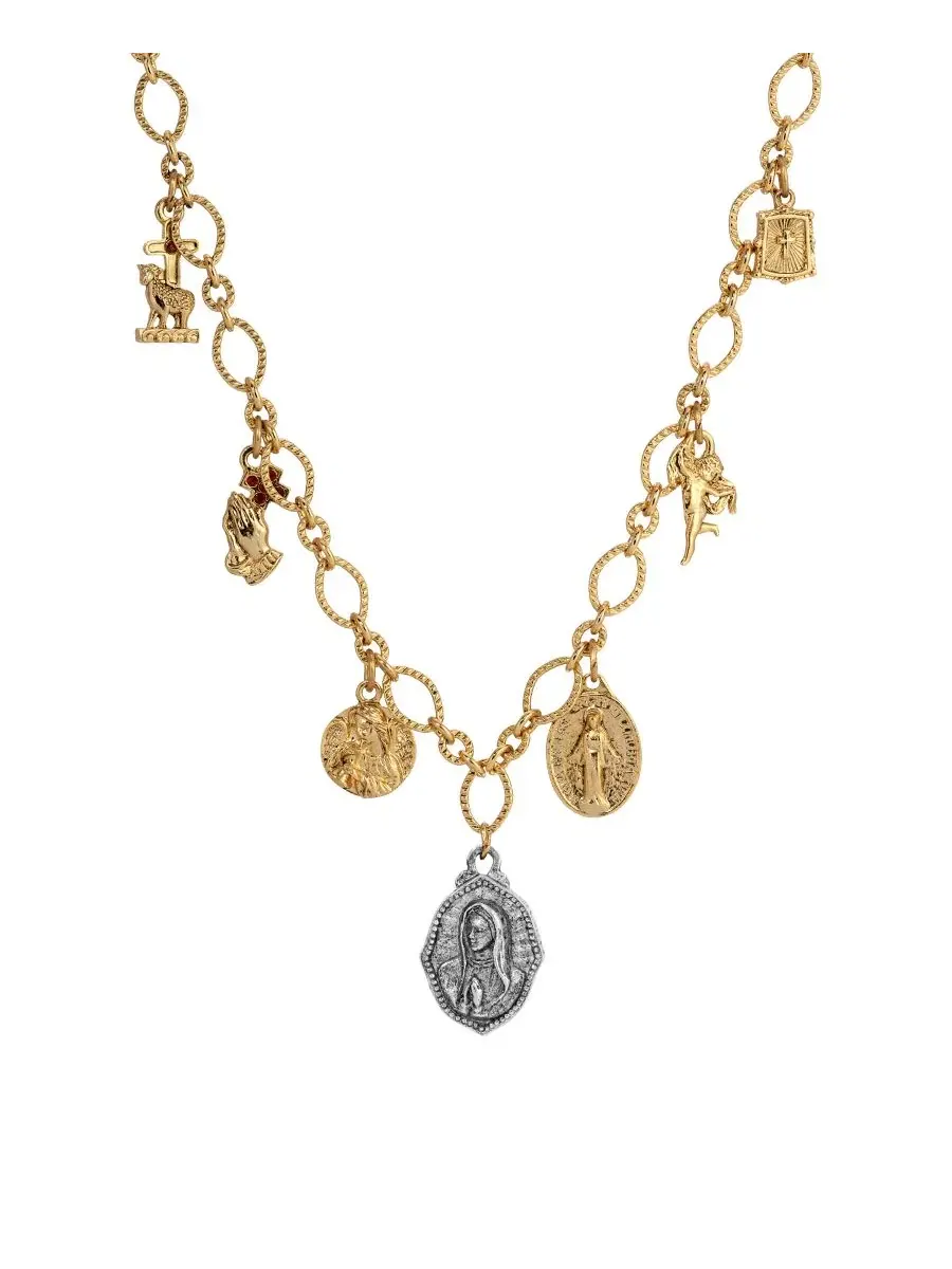 Колье Faith из золотистого металла с множеством подвесок, 40 см (41 см ) Symbols Of Faith