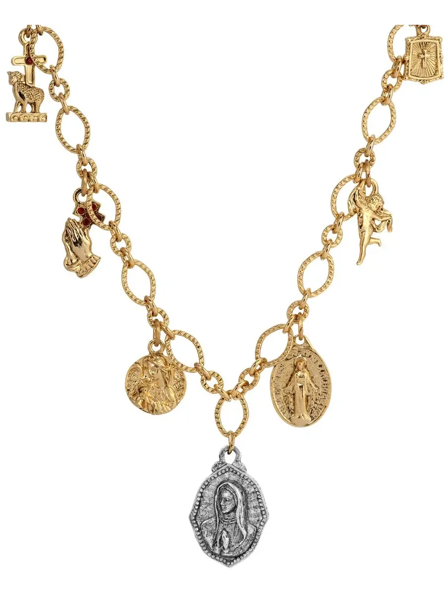 Колье Faith из золотистого металла с множеством подвесок, 40 см (41 см ) Symbols Of Faith — изображение 2 из 3