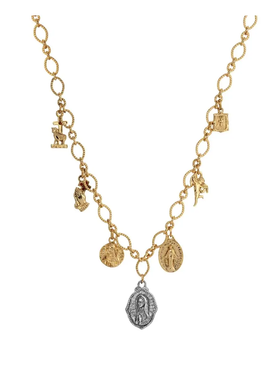 Колье Faith из золотистого металла с множеством подвесок, 40 см (41 см ) Symbols Of Faith — изображение 3 из 3
