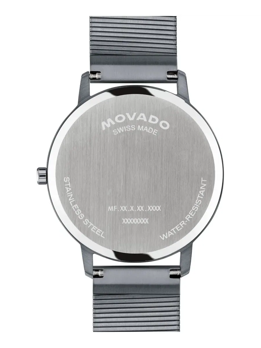 Универсальные часы Movado с швейцарским кварцевым механизмом, ионным покрытием, серой сталью — изображение 3 из 3