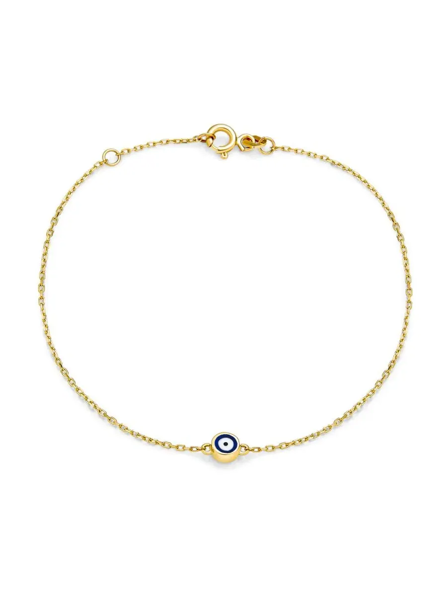 Браслет-талисман с глазом и подвеской из золота 14 карат, регулируемый Bling Jewelry — изображение 1 из 3, оттенок золотистый