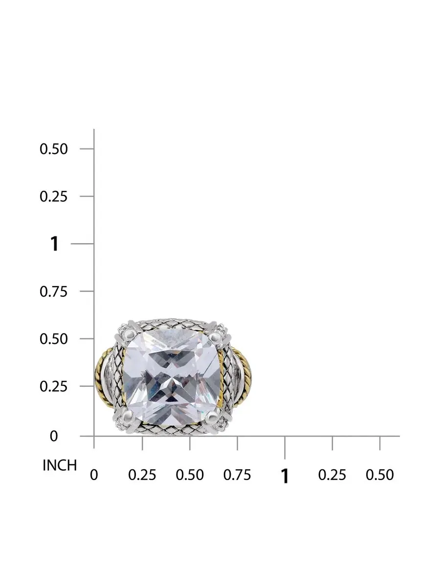 Кольцо-перстень с кубическим цирконием, модель Two-Tone Cushion Cut Cubic Zirconia Oxidized Accents — изображение 4 из 5