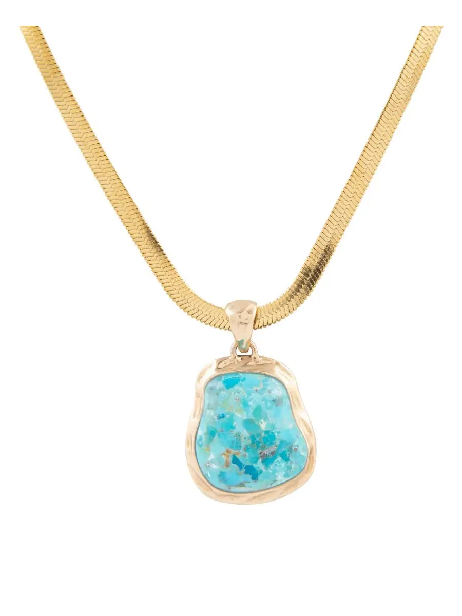 Кулон-подвеска с бирюзой Turquoise Baron Snake Chain Pendant Barse — изображение 1 из 4, оттенок бирюзовый