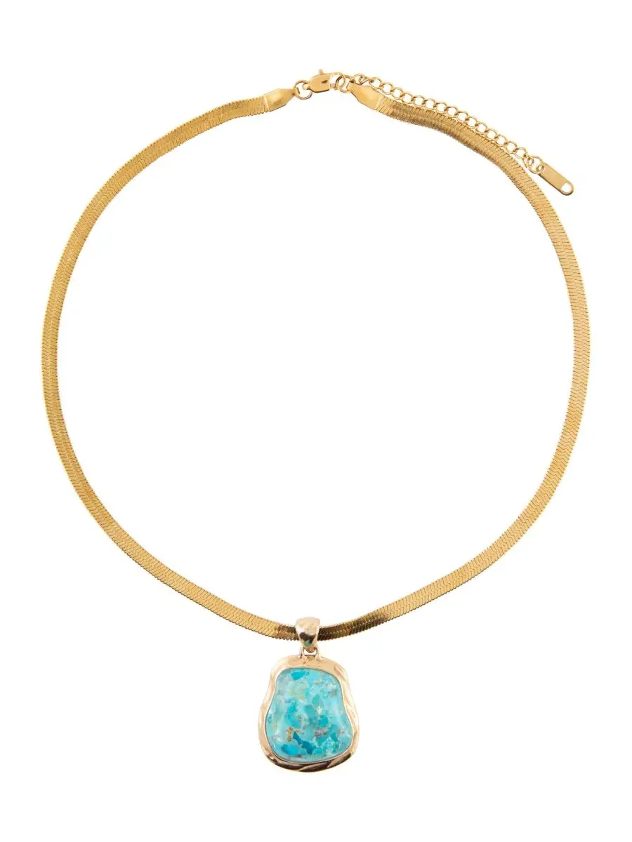 Кулон-подвеска с бирюзой Turquoise Baron Snake Chain Pendant Barse — изображение 2 из 4, оттенок бирюзовый