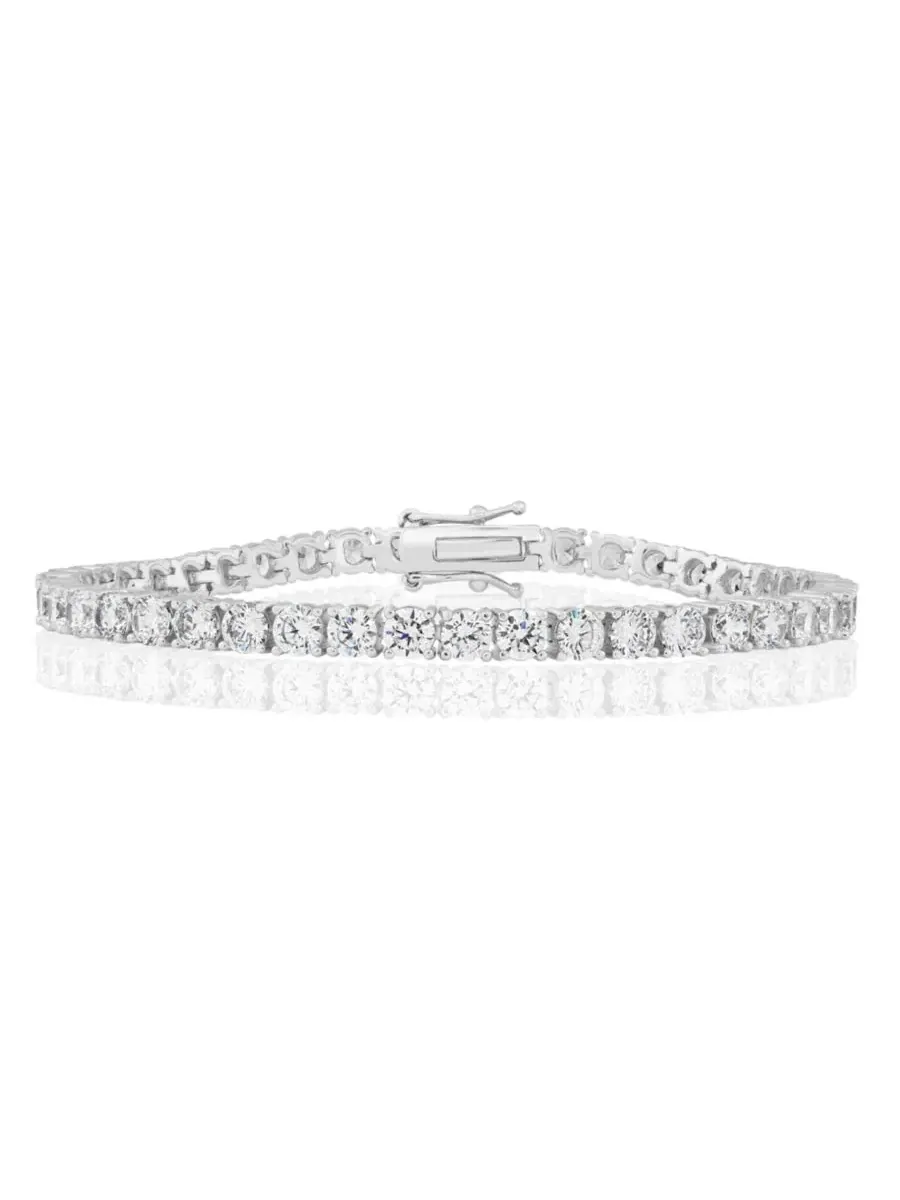 Браслет с кубическим цирконием, модель Elegant Round 4mm Brilliant Cubic Zirconia Tennis Simona — изображение 1 из 4
