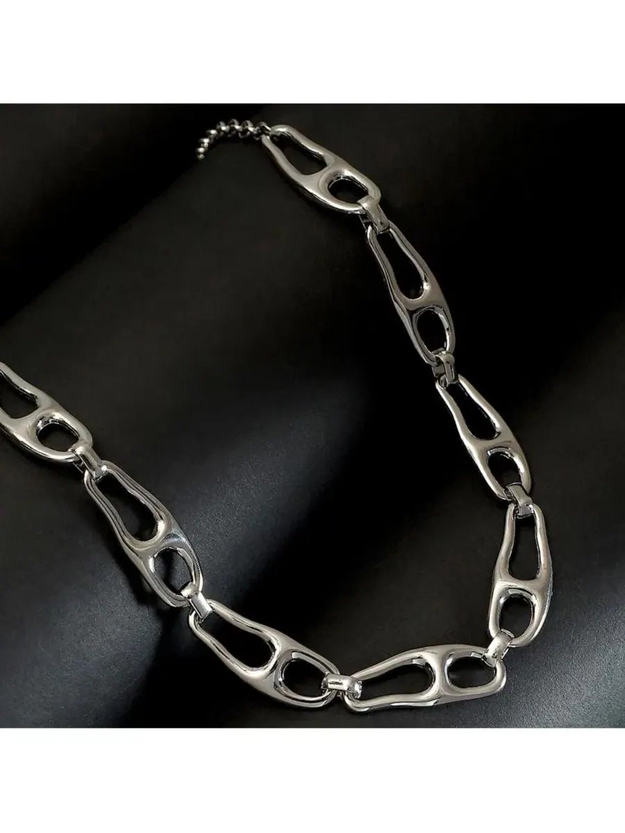 Колье с подвеской The Pavement-Link Chain Necklace SOHI — изображение 2 из 6, оттенок серебряный