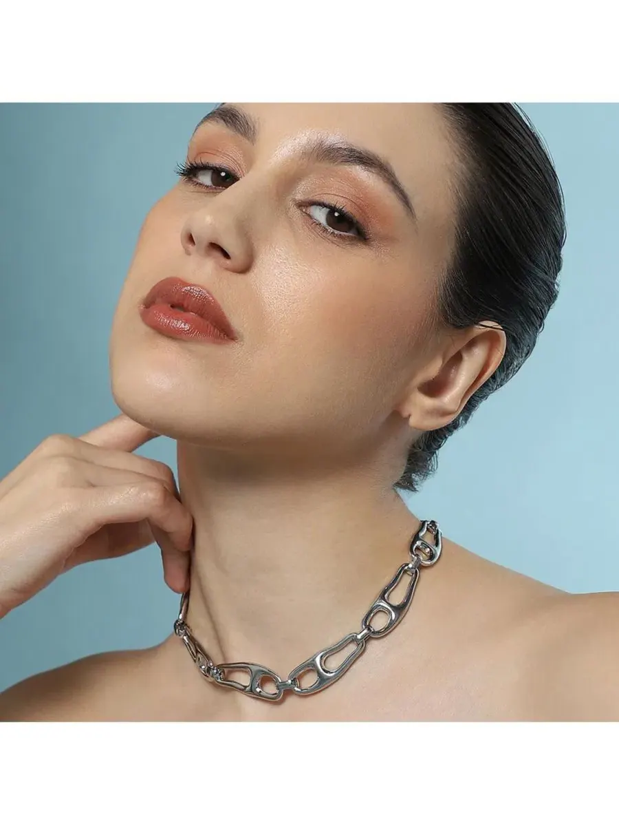 Колье с подвеской The Pavement-Link Chain Necklace SOHI — изображение 4 из 6, оттенок серебряный
