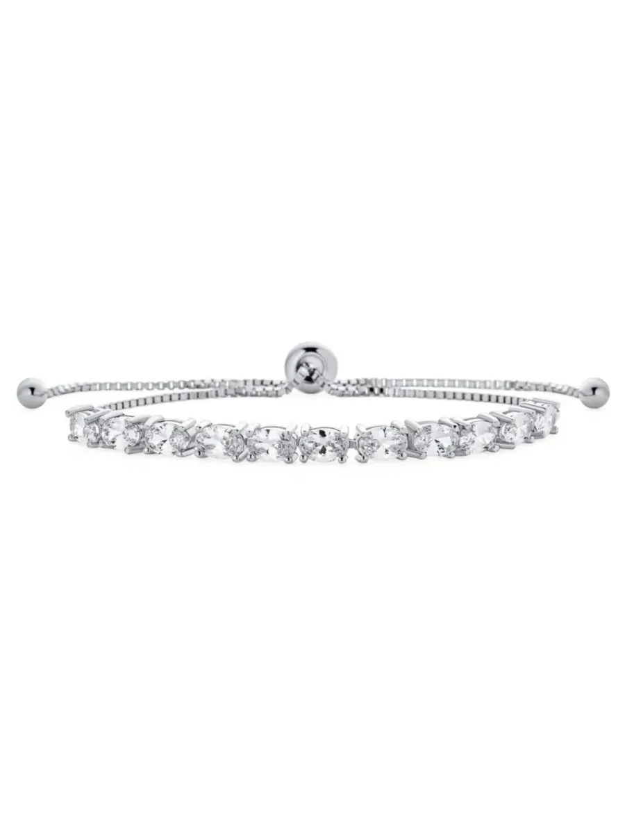 Браслет-тенис из стерлингового серебра с фианитами, модель Cocktail Oval CZ Cubic Zirconia Tennis — изображение 1 из 3