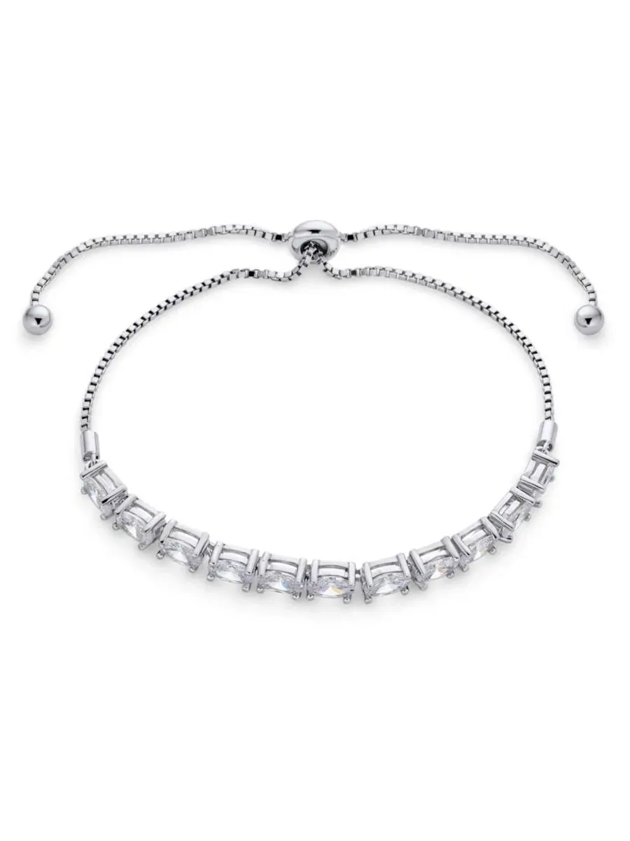 Браслет-тенис из стерлингового серебра с фианитами, модель Cocktail Oval CZ Cubic Zirconia Tennis — изображение 2 из 3