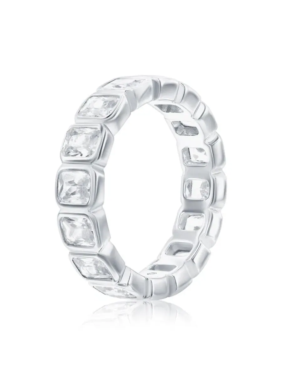 Кольцо из стерлингового серебра с кубическим цирконием изумрудной огранки в оправе Suzy Levian New — изображение 2 из 5