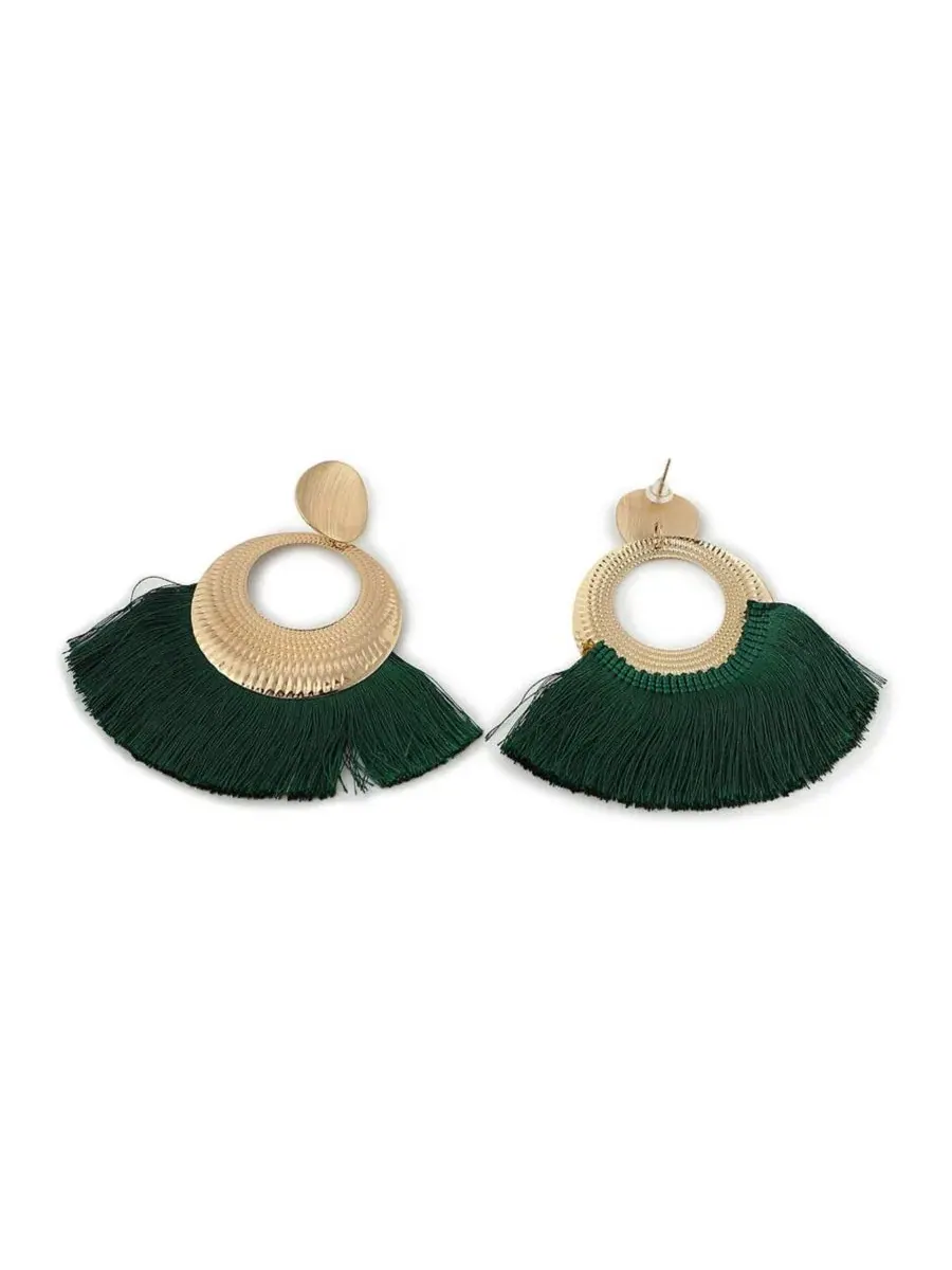 Серьги с кисточками Tassel Drop SOHI — изображение 1 из 3, оттенок зеленый