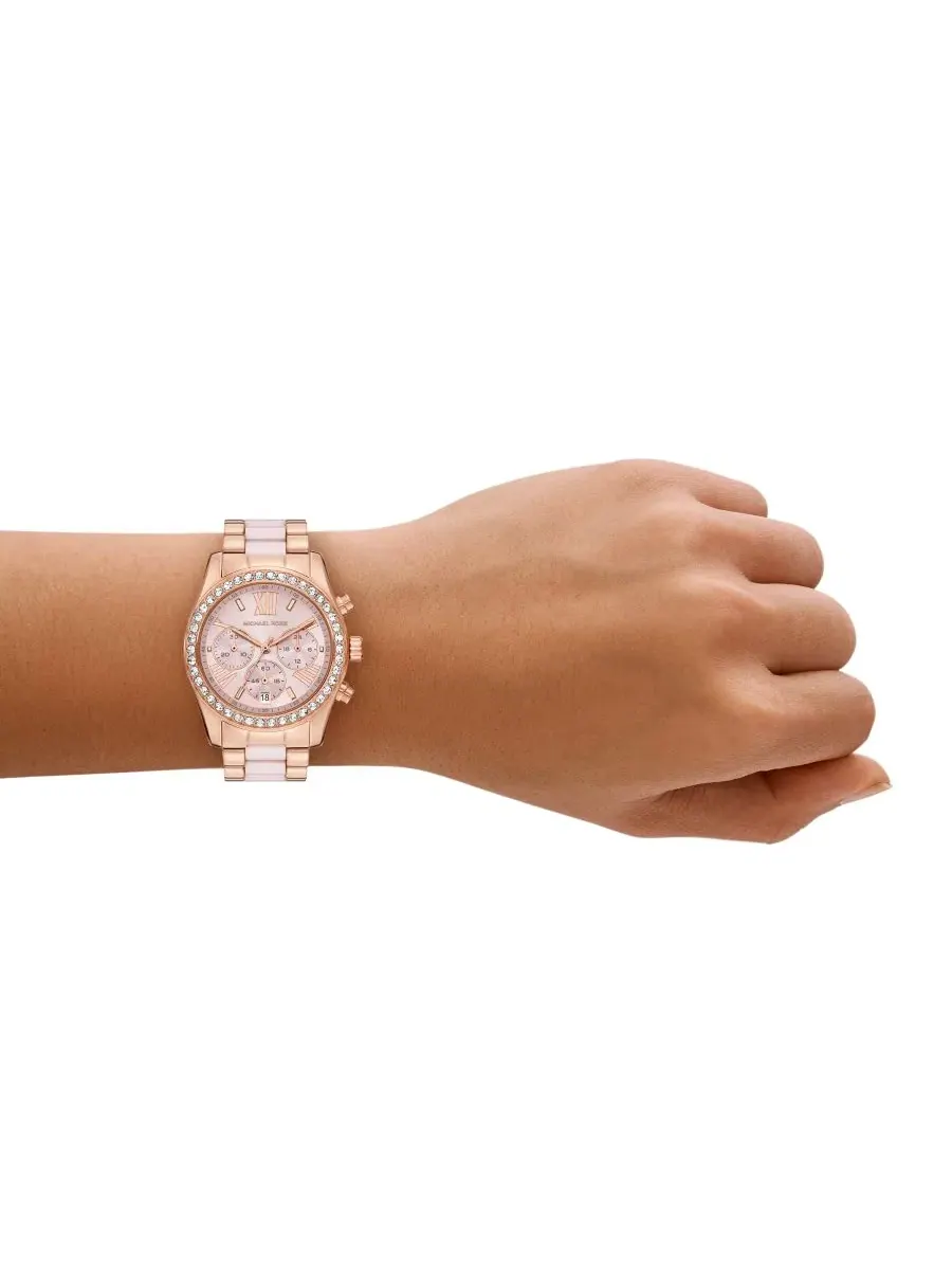Женские наручные часы хронограф Lexington с розовым керамическим звеном, 38 мм Michael Kors — изображение 4 из 4