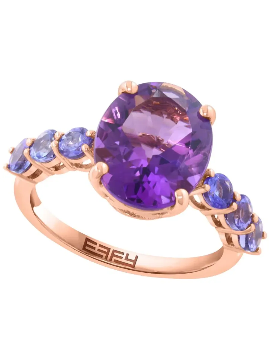 Кольцо с аметистом и танзанитом в оправе из розового золота 14 карат Amethyst (4-1/3 ct. t.w.) & — изображение 1 из 3