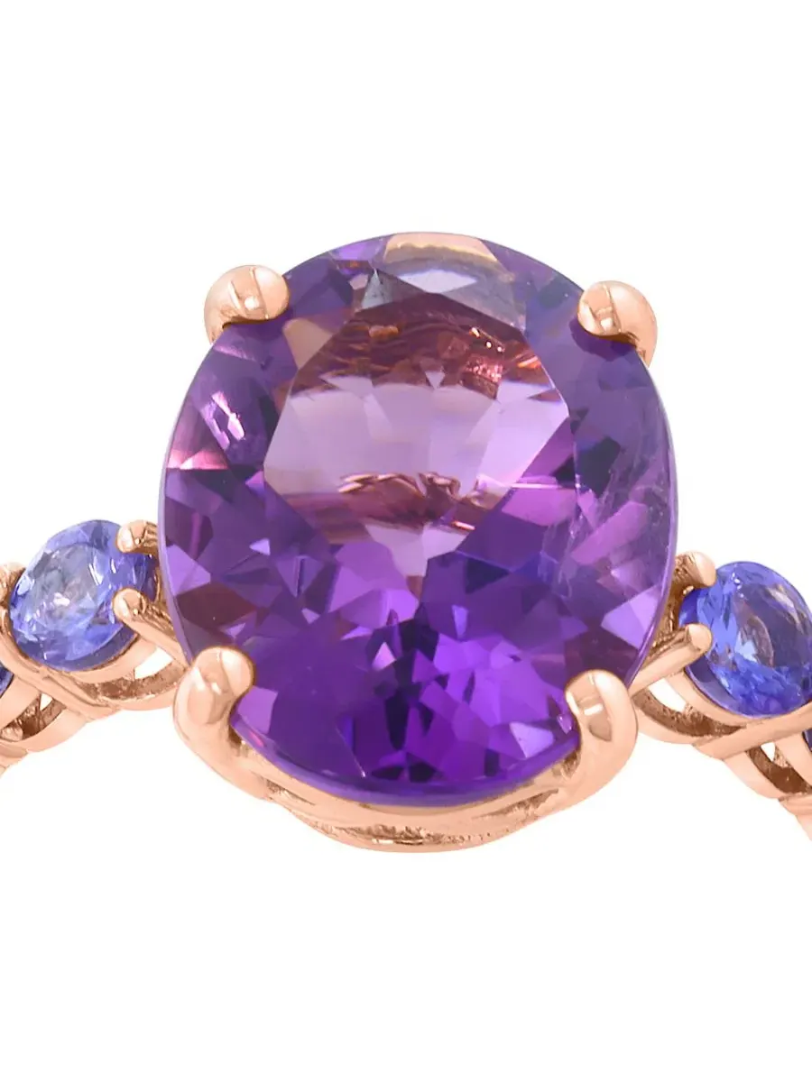 Кольцо с аметистом и танзанитом в оправе из розового золота 14 карат Amethyst (4-1/3 ct. t.w.) & — изображение 2 из 3